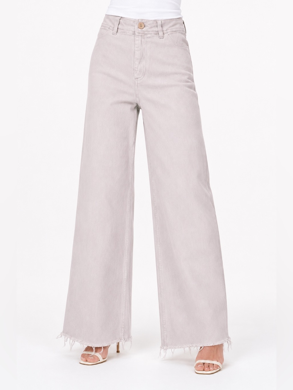 Wide Leg Stretch Jeans Pants in Light Mauve